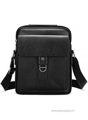BAIGIO Lightweight Shoulder Bag for Men PU Leather Crossbody Messenger Bag Small Handbag for Work School Business Travel Black
