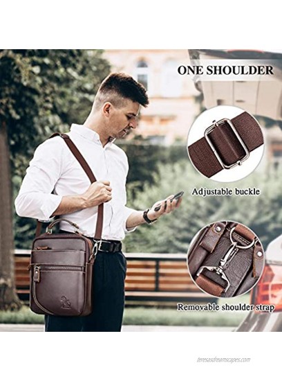 BAIGIO Men's Leather Shoulder Bag Small iPad Case Crossbody Messenger Bag for Travel Business School