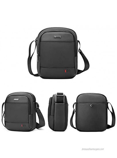 BAIGIO Men’s Shoulder Bag Small Crossbody Bag Tablet iPad mini 8 inches Nylon Sling Bag Casual Sports Outdoor Black
