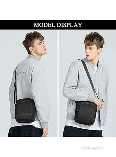BAIGIO Men’s Shoulder Bag Small Crossbody Bag Tablet iPad mini 8 inches Nylon Sling Bag Casual Sports Outdoor Black