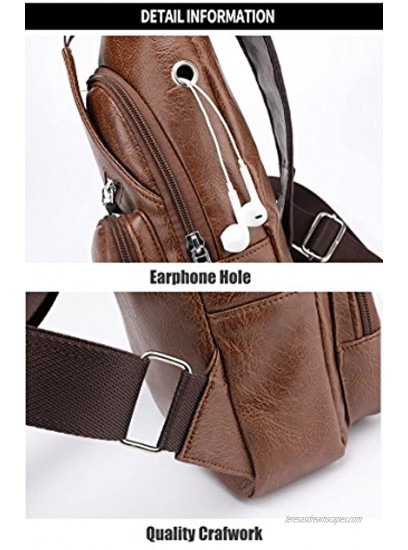 ElkIsComing Sling Bag Chest Bag with USB Charging Port Crossbody for Men Women Lightweight Hiking Travel Backpack