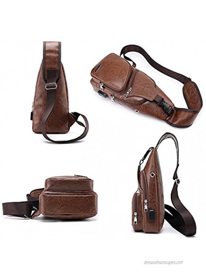 ElkIsComing Sling Bag Chest Bag with USB Charging Port Crossbody for Men Women Lightweight Hiking Travel Backpack