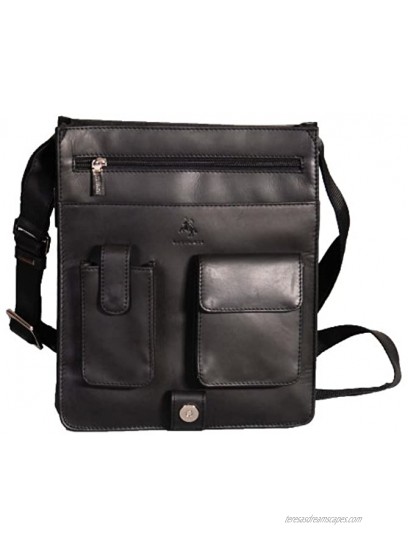 Gents Leather Bag Messenger Shoulder Cross Body ipad Record News Boy Man Bag A41 Black