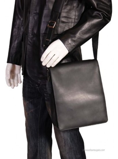 Gents Leather Bag Messenger Shoulder Cross Body ipad Record News Boy Man Bag A41 Black