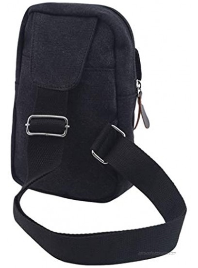 INSEET Men's Chest Sling Bag Casual Canvas Crossbody Backpack Shoulder Bag Ideal for Travel Hiking,Black