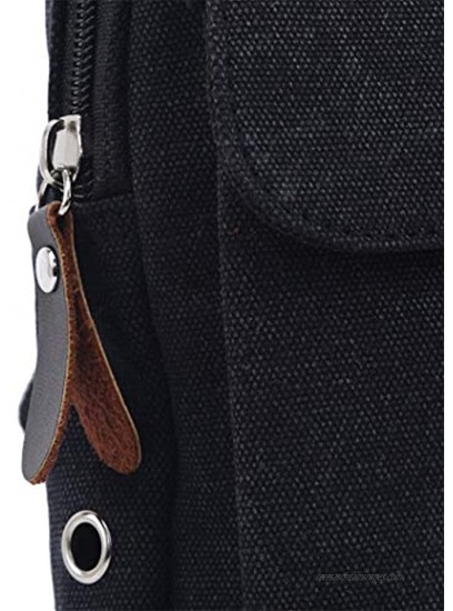 INSEET Men's Chest Sling Bag Casual Canvas Crossbody Backpack Shoulder Bag Ideal for Travel Hiking,Black