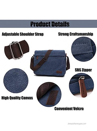 LOSMILE Men's Messenger Bag Canvas Shoulder Bags 13.3 Laptop Bags for Work and School,Cross-Body Bags.BLUE