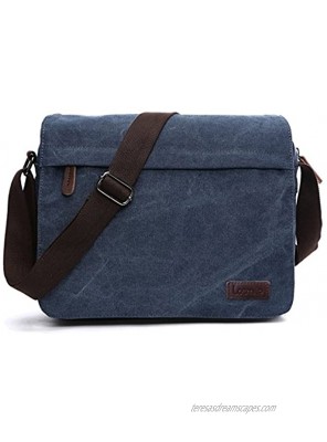 LOSMILE Men's Messenger Bag Canvas Shoulder Bags 13.3" Laptop Bags for Work and School,Cross-Body Bags.BLUE