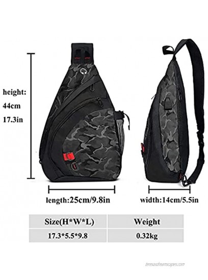 Man Bag for Men Sling Bag for Men Lightweight Man Bags Chest Bag with USB Charging Port Men's Shoulder Bag Backpack Bag Travel Hiking Crossbody Bag Black