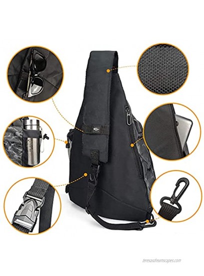 Man Bag for Men Sling Bag for Men Lightweight Man Bags Chest Bag with USB Charging Port Men's Shoulder Bag Backpack Bag Travel Hiking Crossbody Bag Black