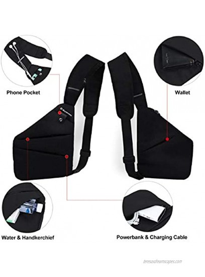 Maymooner Mens Sling Bag Anti Theft Chest Bags Lightweight Crossbody Shoulder Bag Daypack for Outdoor Sport Travel Hiking