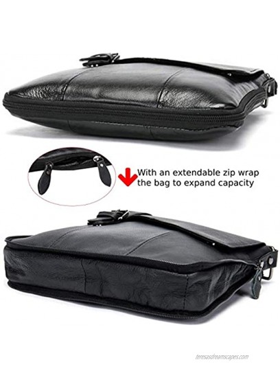 Men's Shoulder Bag Genuine Leather Crossbody Bag Work Messenger Bag for Business Office