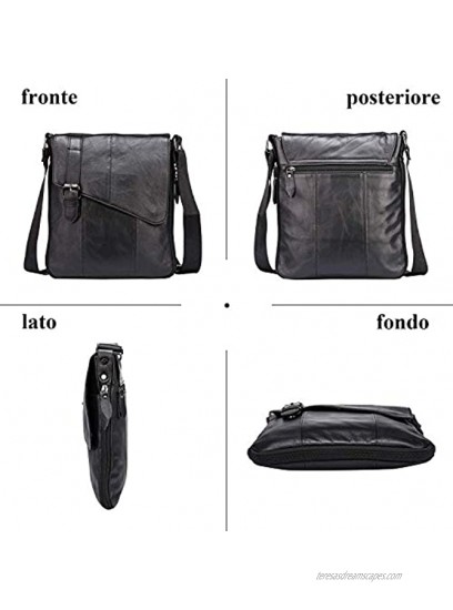 Men's Shoulder Bag Genuine Leather Crossbody Bag Work Messenger Bag for Business Office