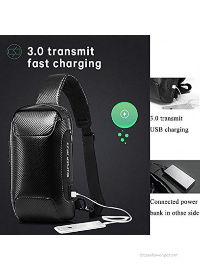 OZUKO Sling Bag for Men Women Anti-Theft Chest Bag Waterproof Casual Business Shoulder Crossbody Backpack with USB Charging Port