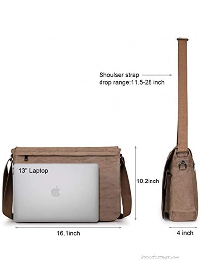 S-ZONE Laptop Messenger Bag 15.6 Inch Water Resistant PU Leather Canvas Satchel Crossbody Shoulder Briefcase
