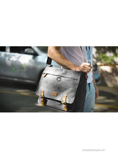 S-ZONE Men's Messenger Bag Crossbody Shoulder 15.6 Inch Laptop Vintage Canvas Briefcase Satchel for Work School Traveling Daily Use Multiple Pocket