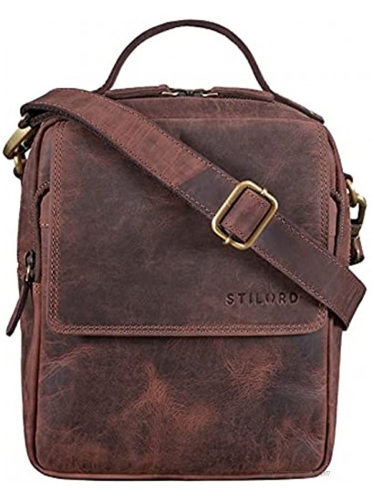 STILORD 'Gideon' Mens Small Messenger Bag Leather Vintage Shoulder Bag Side Bag for 10 Inch Tablets Inch Cross Body Bag in Genuine Leather Colour:Veleta Brown
