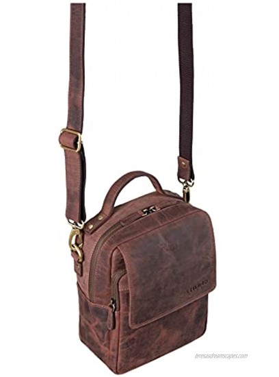 STILORD 'Gideon' Mens Small Messenger Bag Leather Vintage Shoulder Bag Side Bag for 10 Inch Tablets Inch Cross Body Bag in Genuine Leather Colour:Veleta Brown