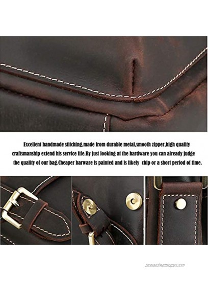 TIDING Mens Full Grain Leather Shoulder Bag with Pen Slot Card Holder Anti-Theft Bag,Messenger Bag Fits 11 inch Tablets Working Business Satchel Bags,Brown
