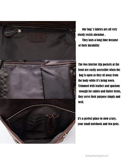 TIDING Mens Full Grain Leather Shoulder Bag with Pen Slot Card Holder Anti-Theft Bag,Messenger Bag Fits 11 inch Tablets Working Business Satchel Bags,Brown