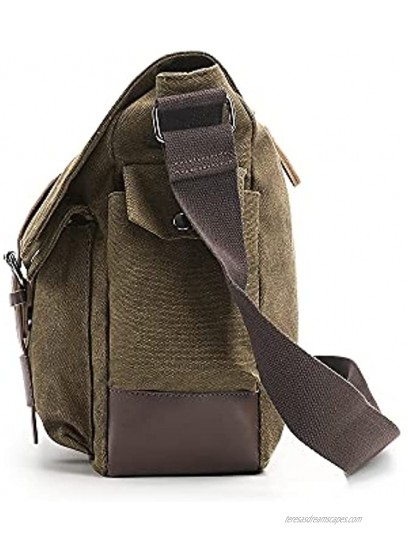 Verlenpaple Canvas Messenger Bag Men's Shoulder Bag with Multiple Pocket Vintage Shoulder Bag medium for School Work Travel