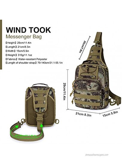 Wind Took Shoulder Bags Crossbody Bag Tactical Sling Backpack Chest Bag Multipurpose Daypack for Hiking Cycling Camping 20 x 13 x 25 cm