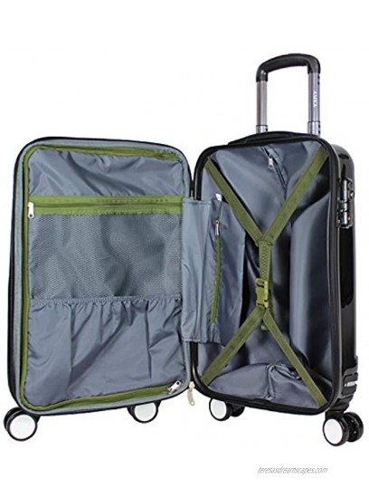 AMKA 3-piece Tsa Locks Hardside Upright Spinner Luggage Set Black