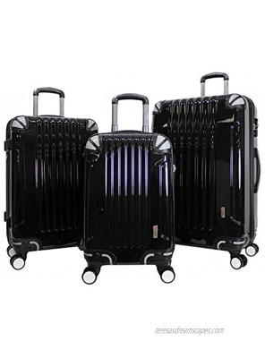 AMKA 3-piece Tsa Locks Hardside Upright Spinner Luggage Set Black
