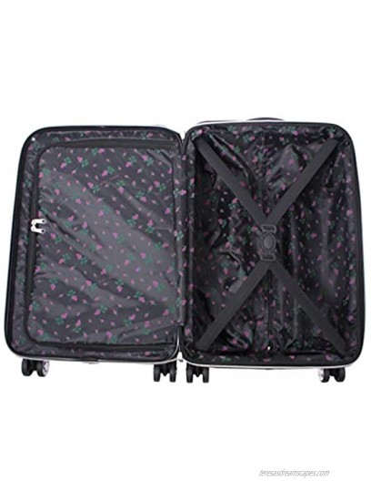 Betsey Johnson Designer Luggage Collection Expandable 3 Piece Hardside Lightweight Spinner Suitcase Set Travel Set includes 20-Inch Carry On 26 inch and 30-Inch Checked Suitcase Stripe Roses