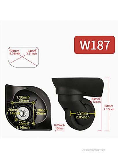 Black Luggage Suitcase Weels Suitcase Caster Wheels Replacement Set of 2 W187 3.26x4.09x2.04Inch