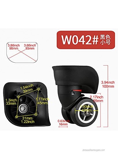 Black Small Swivel Luggage Suitcase Weels Caster Wheels Replacement Set of 2 W042 3.93x3.85x1.92Inch