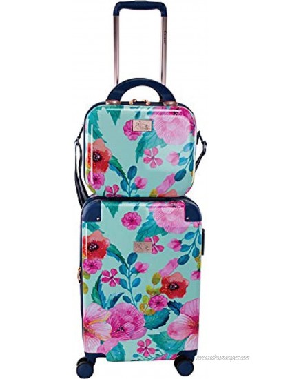 Chariot 2-piece set Hardside Expandable Carry On Luggage With Matching Beauty Case Floral