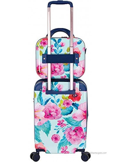 Chariot 2-piece set Hardside Expandable Carry On Luggage With Matching Beauty Case Floral