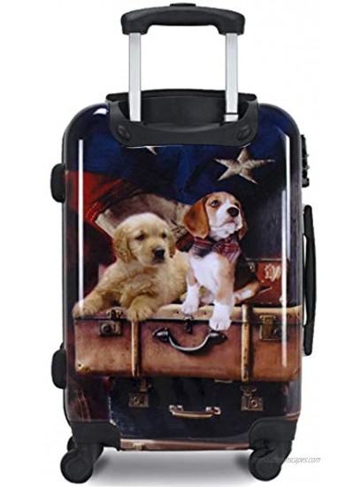 Chariot Printed Expandable Hardside Spinner Luggage Set Freedom Pups 3-Piece 20 24 28