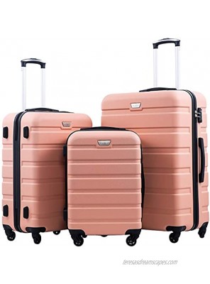 COOLIFE Luggage 3 Piece Set Suitcase Spinner Hardshell Lightweight TSA Lock 4 Piece Set