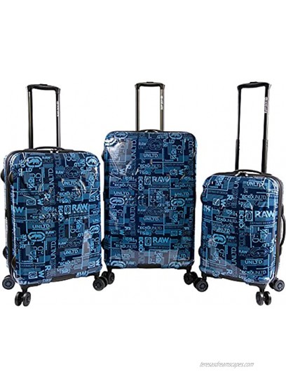 Ecko Unltd. Men's Garrison 3 Piece Expandable Hardside Spinner Luggage Set Navy One Size