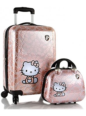 Hello Kitty Luggage and Beauty Case Set 21 Inch Hard Sided Expandable Spinner Luggage for Kids 2 Pcs Set