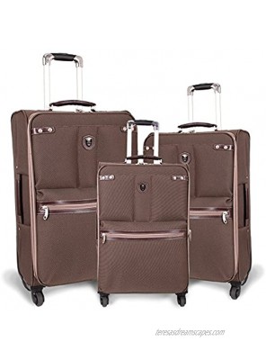 J World New York Centennial Lightweight 3 Piece Spinner Luggage Set Brown One Size