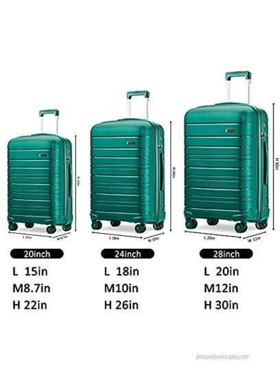 JOYWAY 3 Pcs Luggage Set Hardside Lightweight Spinner Suitcase with TSA Lock… blue