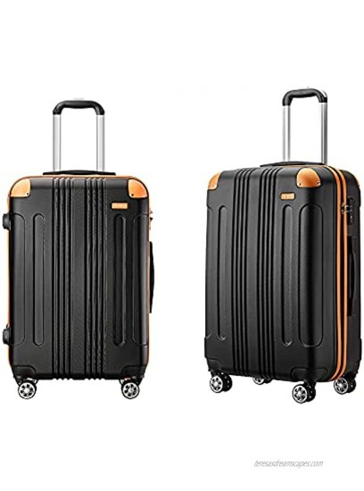 JOYWAY Luggage 3 Piece Set Suitcase Lightweight Hardshell TSA Lock Spinner black&yellow