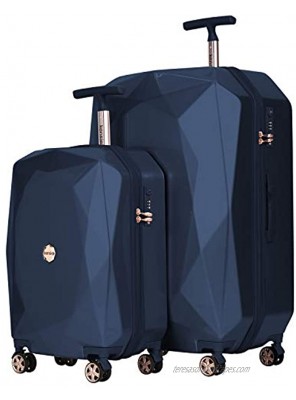 kensie Women's 3D Gemstone TSA Lock Hardside Spinner Luggage Midnight Blue 2 Piece Set 28" 20"