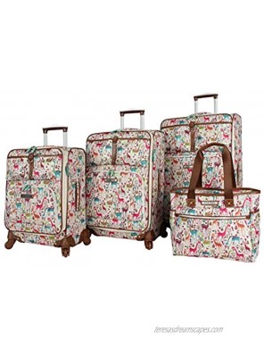 Lily Bloom Luggage Set 4 Piece Suitcase Collection With Spinner Wheels For Woman Giraffe Park