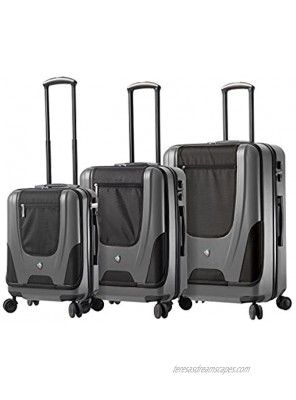 Mia Toro Ibeido Italy Hardside Spinner Luggage 3 Piece Set 20" 24" 28" Silver One Size