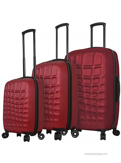 Mia Toro Italy Abstract Croco Hard Side Spinner Luggage 3 Piece Set Red One Size