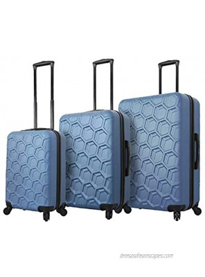 Mia Toro Italy Molded Art Hive Hard Side Spinner Luggage 3 Piece Set Blue One Size