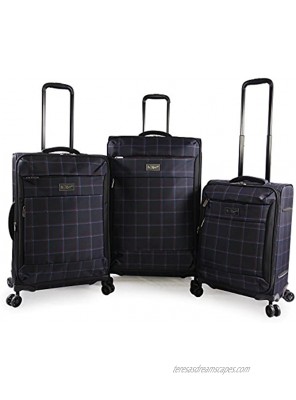 Original Penguin Original 3pc Expandable Suitcase Set with Spinner Wheels Navy Plaid One Size