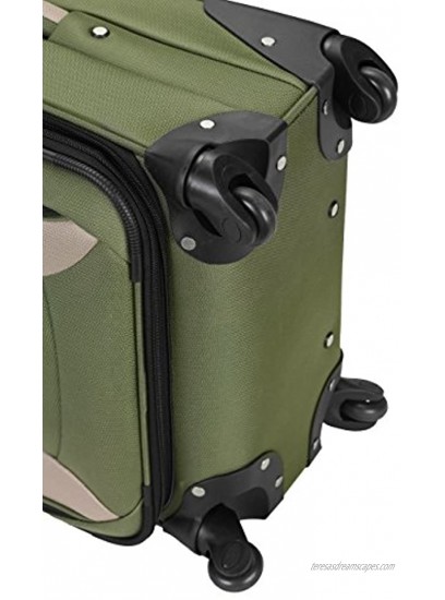 Rockland Impact Softside Spinner Wheel Luggage Set Olive 4-Piece 18 22 26 30