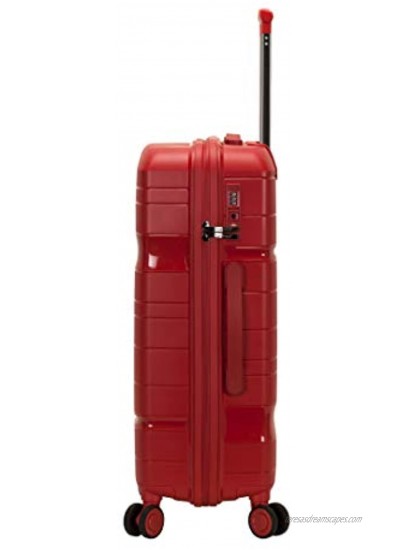 Rockland Linear 3-Piece Hardside Spinner Wheel Luggage Set Red 19 23 27