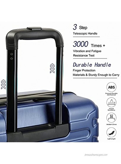 SHOWKOO 3 Piece Luggage Sets Expandable ABS Hardshell Hardside Lightweight Durable Spinner Wheels Suitcase with TSA Lock Deep blue