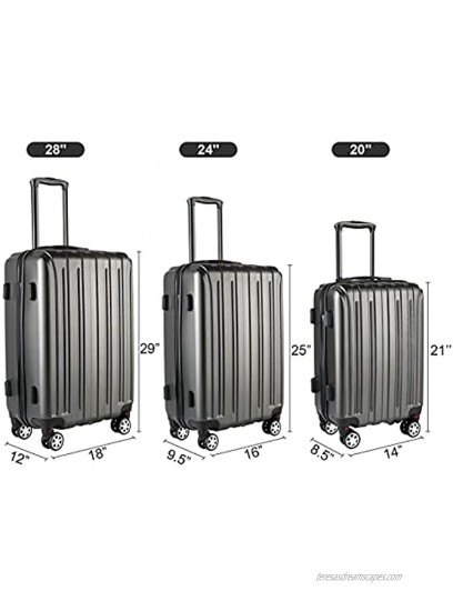 Travel Luggage Sets 3-piece 28'' 24'' 20'' Hardshell Carry On Suitcase Set Underseat with TSA Lock Hardsided Case Large Rolling Luggage with Spinner Wheels for Women Men